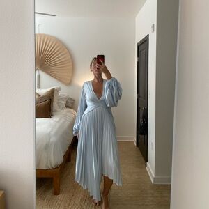 Acler Pleated Palms Dress in Sky Blue Size US 10